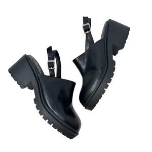 City Chic Black Platform Clog Slingback Shoes Women’s US 9W Wide Chunky Lug Sole